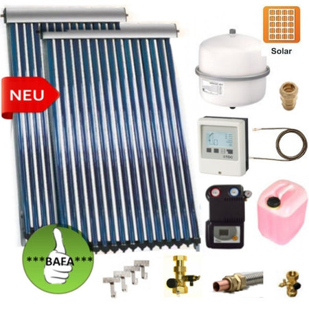 Solarpaket ThermoFlux SRC 30-2 mit Vakuumröhrenkollektoren mit 9,1m² | Klimaworld.com