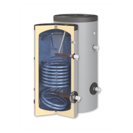 Ansicht mit zwei Heizpatronen - ThermoFlux Brauchwasserspeicher TBWS-R 150 Trinkwasser | 1 WT 