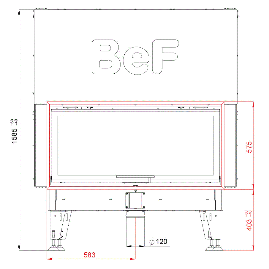 Kamineinsatz BeF Therm V 12 | 13 kW | weißer runder Feuerraum 