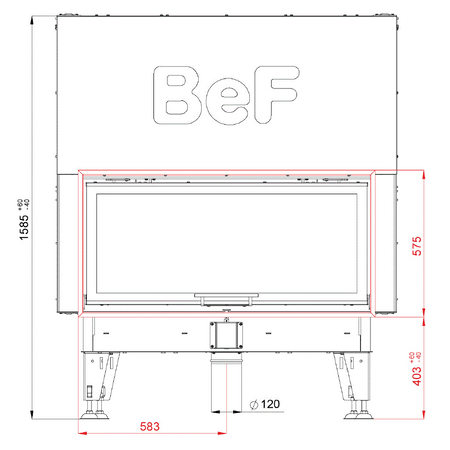 Kamineinsatz BeF Therm V 12 | 13 kW | weißer runder Feuerraum 