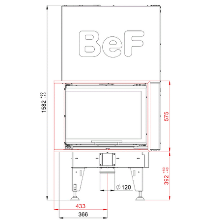 Bef Home Kamineinsatz Therm V 8 CL | 8 kW | weißer runder Feuerraum 
