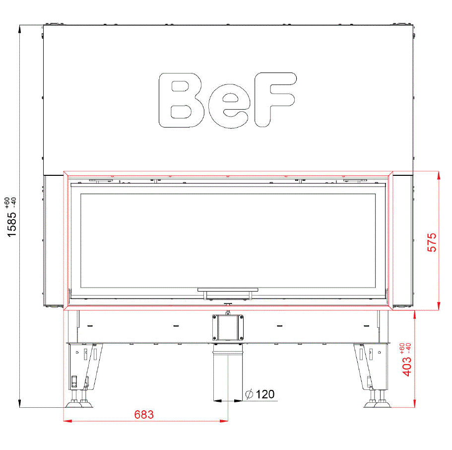 BeF Home Kamineinsatz V 14| 14 kW | hoch schiebbare Tür