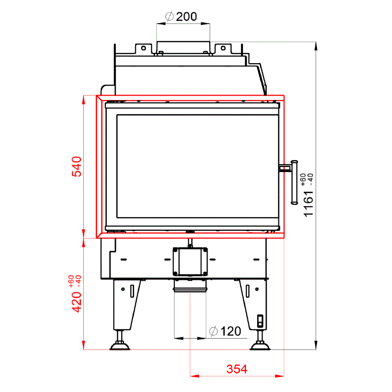 BeF Home Kamineinsatz Royal 8 CP| 8 kW | gebogene Glasscheibe 