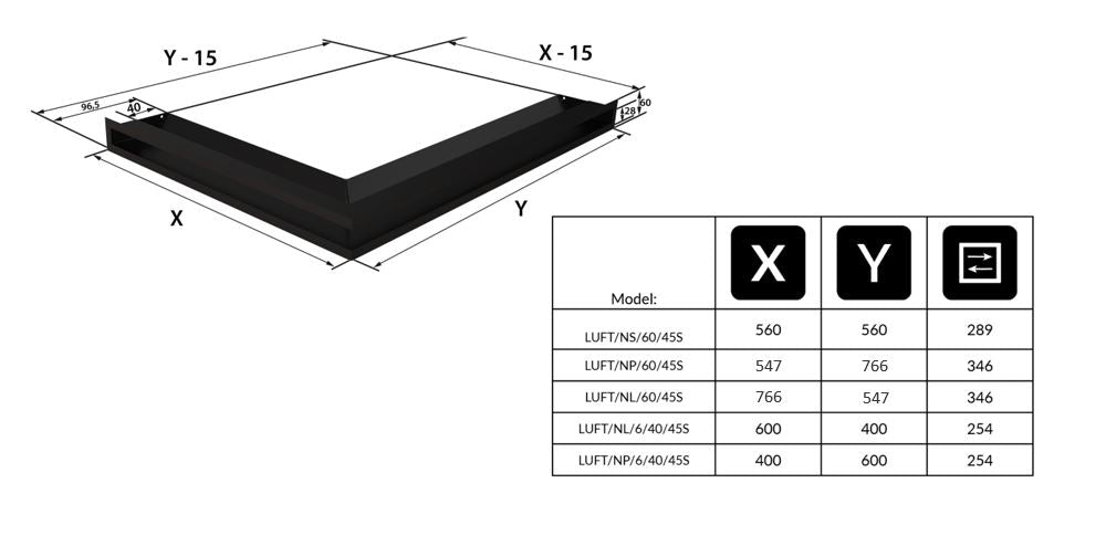 Technische Zeichnung - LUFT/NP/60/45S/B