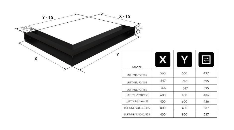 Technische Zeichnung - LUFT/NP/90/45S/B