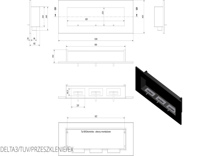 Technische Zeichnung - DELTA3/TUV/PRZESZKLENIE/EX