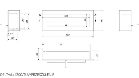 Technische Zeichnung - DELTA/L/1200/TUV/PRZESZKLENIE