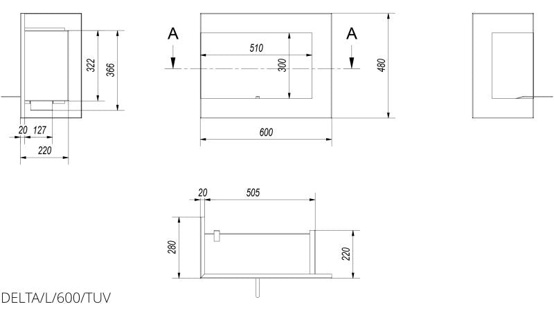Technische Zeichnung - DELTA/L/600/TUV