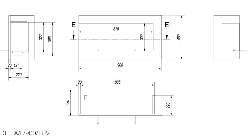 Technische Zeichnung - DELTA/L/900/TUV