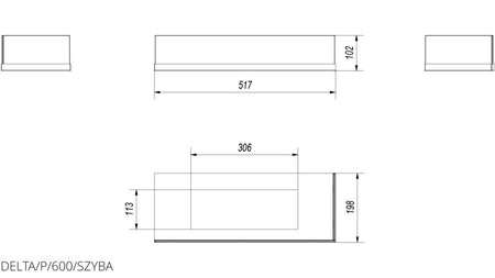 Technische Zeichnung - DELTA/P/600/SZYBA