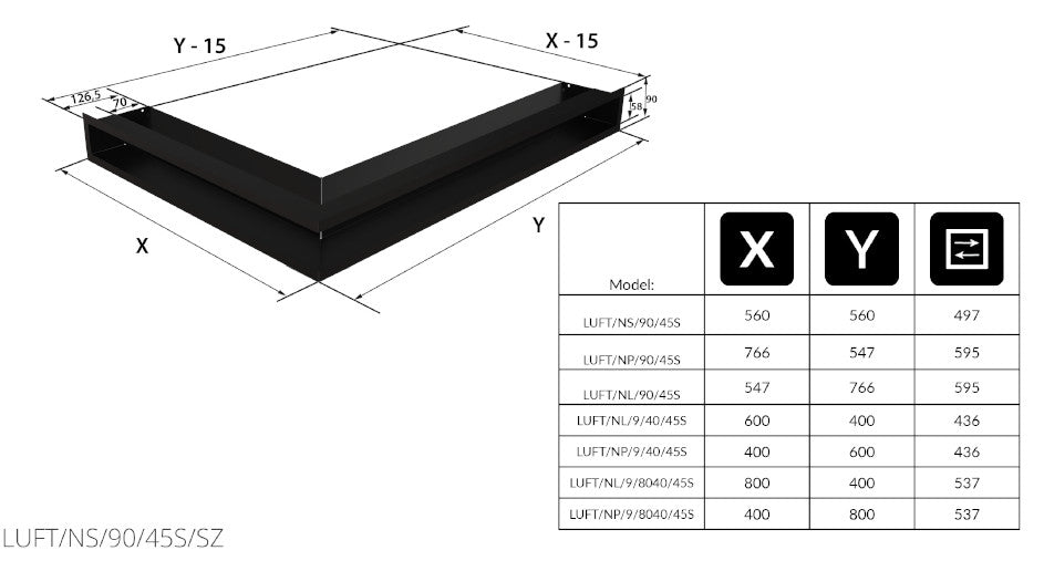 Technische Zeichnung - LUFT/NS/90/45S/SZ