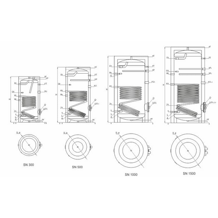 Technische Zeichnung ohne Abmaße - ThermoFlux Brauchwasserspeicher TBWS-R 500 Trinkwasser | 1 WT | klimaworlv.com