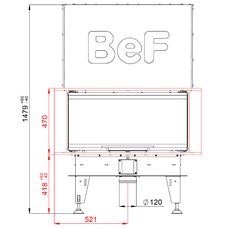 BeF Home Kamineinsatz Royal V 8 C| 8 kW | Hochschiebbarer Tür 