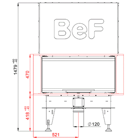 BeF Home Kamineinsatz Royal V 8 C| 8 kW | Hochschiebbarer Tür 