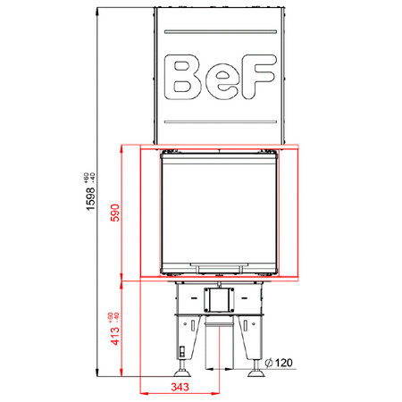 BeF Home kamineinsatz Royal V 10 U| 13 kW | Hebetür