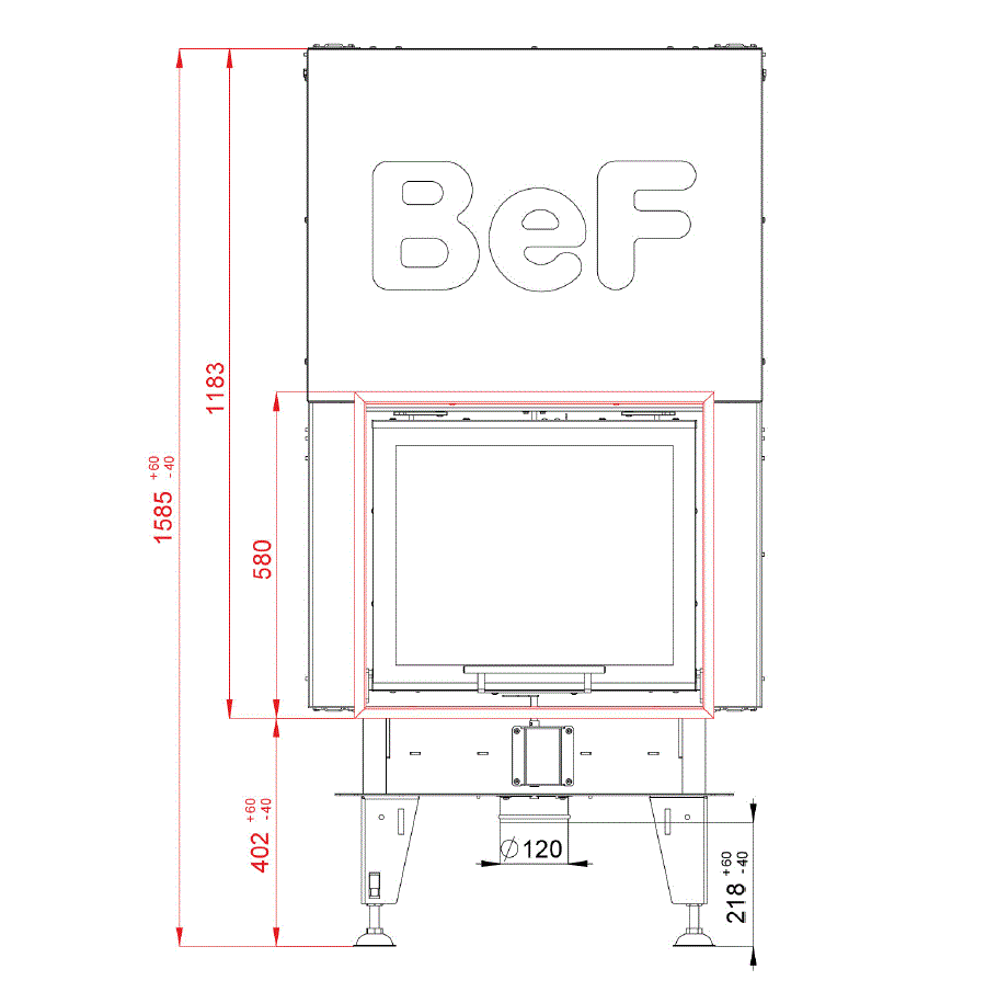 BeF Home Kamineinsatz Feel V 6 | 5 kw | hochschiebbar 