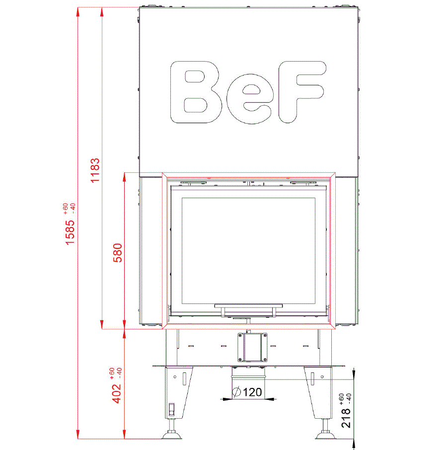 BeF Home Kamineinsatz Double  V 6 N feel | 5 kW | Hochschiebar