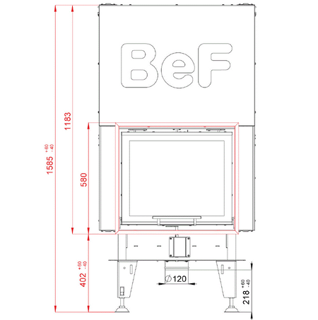 BeF Home Kamineinsatz Double  V 6 N feel | 5 kW | Hochschiebar