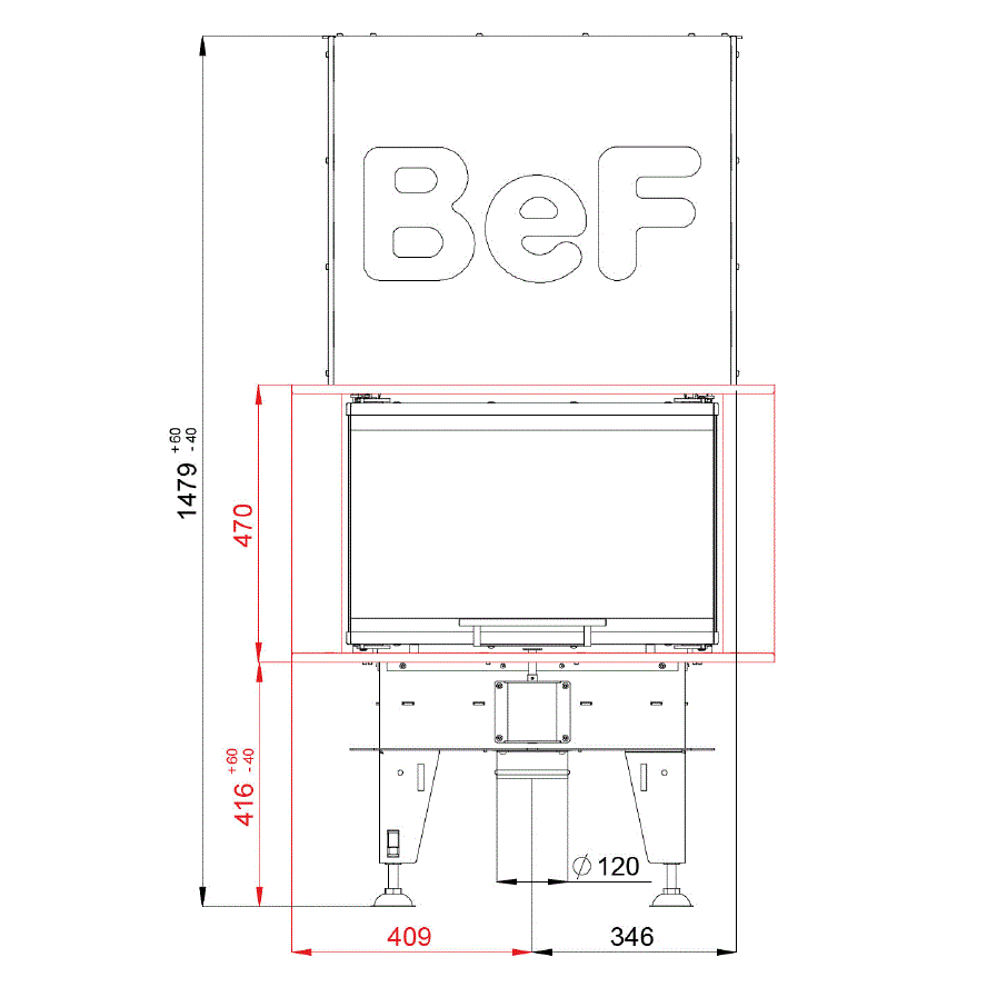 BeF Home Kamineinsatz  Therm V 6 C | 6 kW | weißer Feuerraum 
