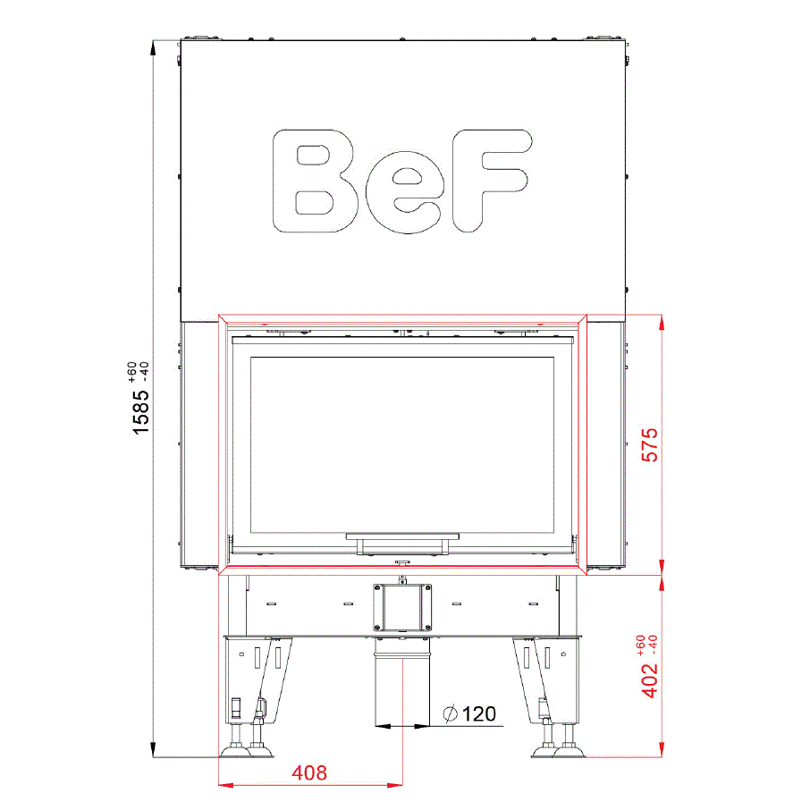 BeF Home Kamineinsatz Therm V 8 | 8 kW | weißer runder Feuerraum 