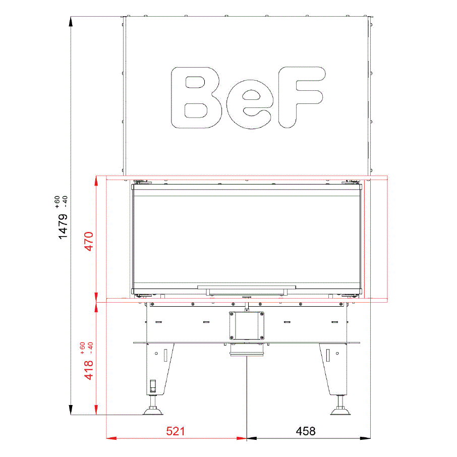 Bef Home Kamineinsatz Therm V 8 C | 8 kW | weißer runder Feuerraum 
