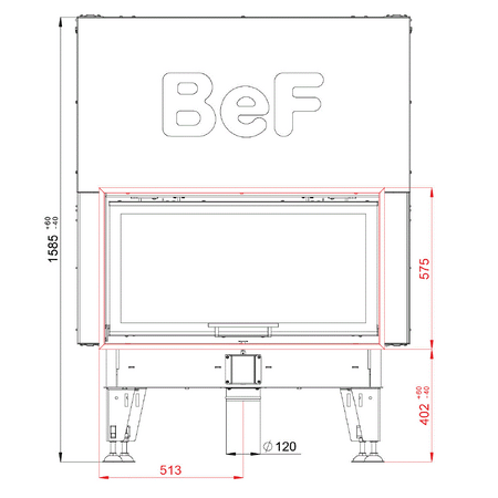 BeF Home Kamineinsatz Therm V 10 | 13 kW | weißer runder Feuerraum 