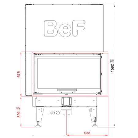Bef Home Kamineinsatz Therm V 10 CP| 13 kW | weißer runder Feuerraum