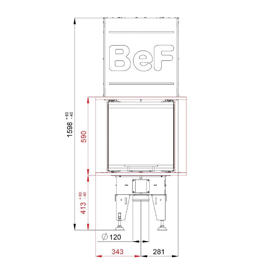 BeF Home Kamineinsatz Therm V 10 U | 13 kW | weißer runder Feuerraum 