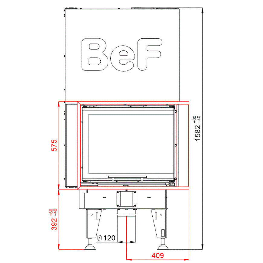 BeF Home Kamineinsatz Royal V 7 CP| 7 kW | hochschiebarer Tür 