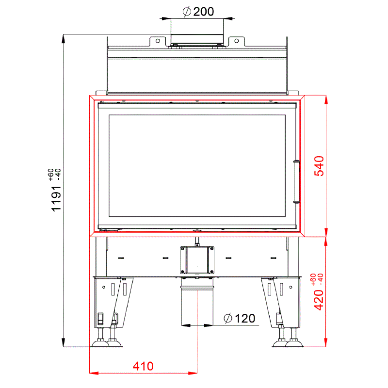 BeF Home Kamineinsatz Royal 8 | 8 kW | Schwarz