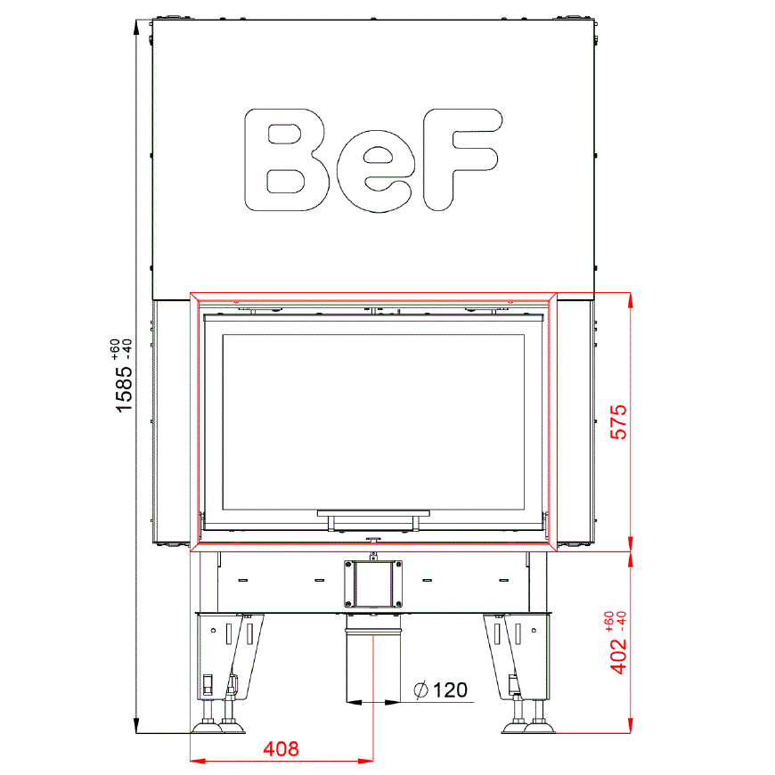 Bef Home Kamineinsatz|  Royal V 8 | 8 kW | hochschiebarer Tür 