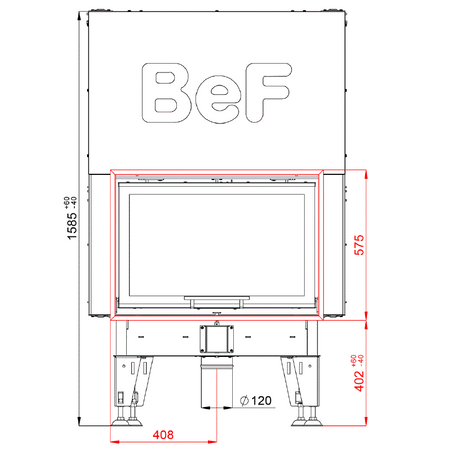 Bef Home Kamineinsatz|  Royal V 8 | 8 kW | hochschiebarer Tür 