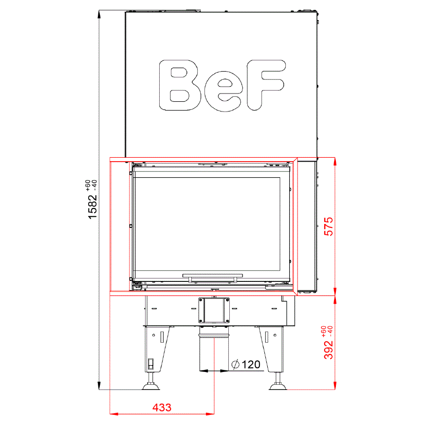 BeF Home Kamineinsatz Royal V 8 CL| 8 kW | Hochschiebbarer Tür 