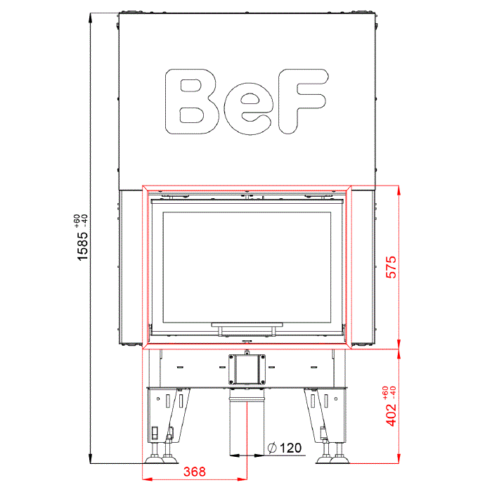 BeF Home Kamineinsatz|  Royal V 7 | 7 kW | Hochschiebbarer Feuertür 