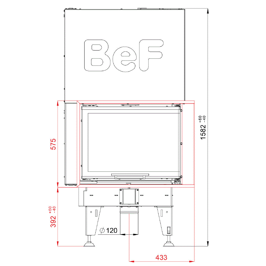 BeF Home Kamineinsatz Therm V 8 CP | 8 kW | weißer runder Feuerraum 
