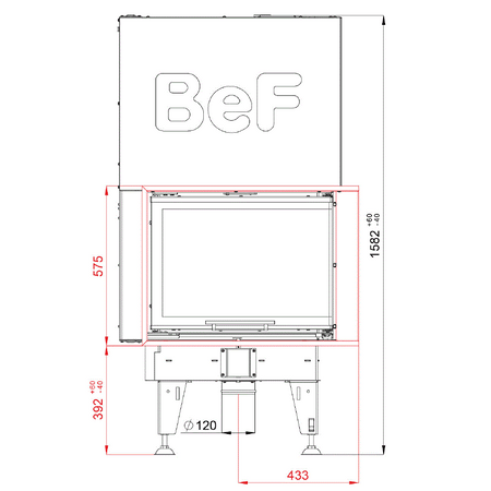 BeF Home Kamineinsatz Therm V 8 CP | 8 kW | weißer runder Feuerraum 