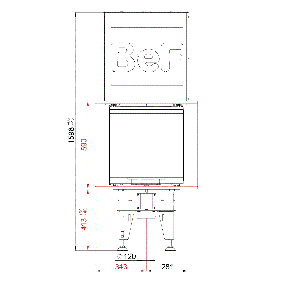 BeF Home Kamineinsatz Therm V 6 U| 6 kW | weißer Feuerraum 