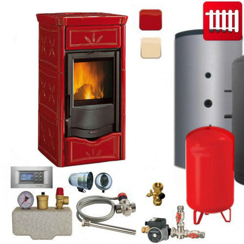 La Nordica Kachel-Kaminofen TermoNicoletta Bordeaux 13,5kW komplett SET