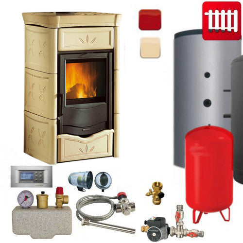 La Nordica Kachel-Kaminofen TermoNicoletta Cappucino 13,5kW komplett SET
