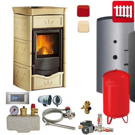 La Nordica Kachel-Kaminofen TermoNicoletta Cappucino 13,5kW komplett SET
