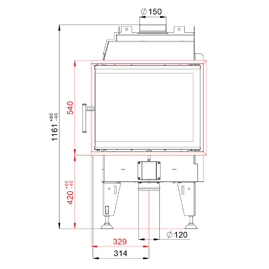 BeF Home Kamineinsatz Therm 7 CL| 7 kW | weißer runder Feuerraum 