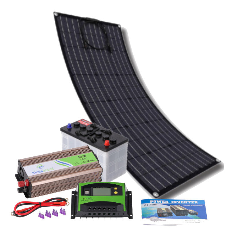 Insel Solaranlage flexibles Komplettset 500 Watt | Laderegler | Klimaworld