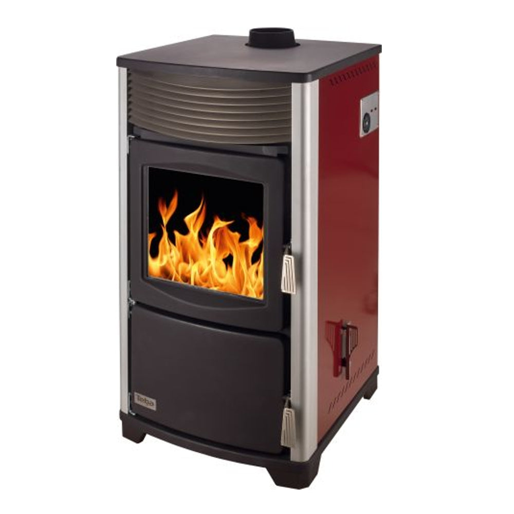 Automatik-Kaminofen | Holz/Kohle | TebaTherm TF-25 rot 13 kW