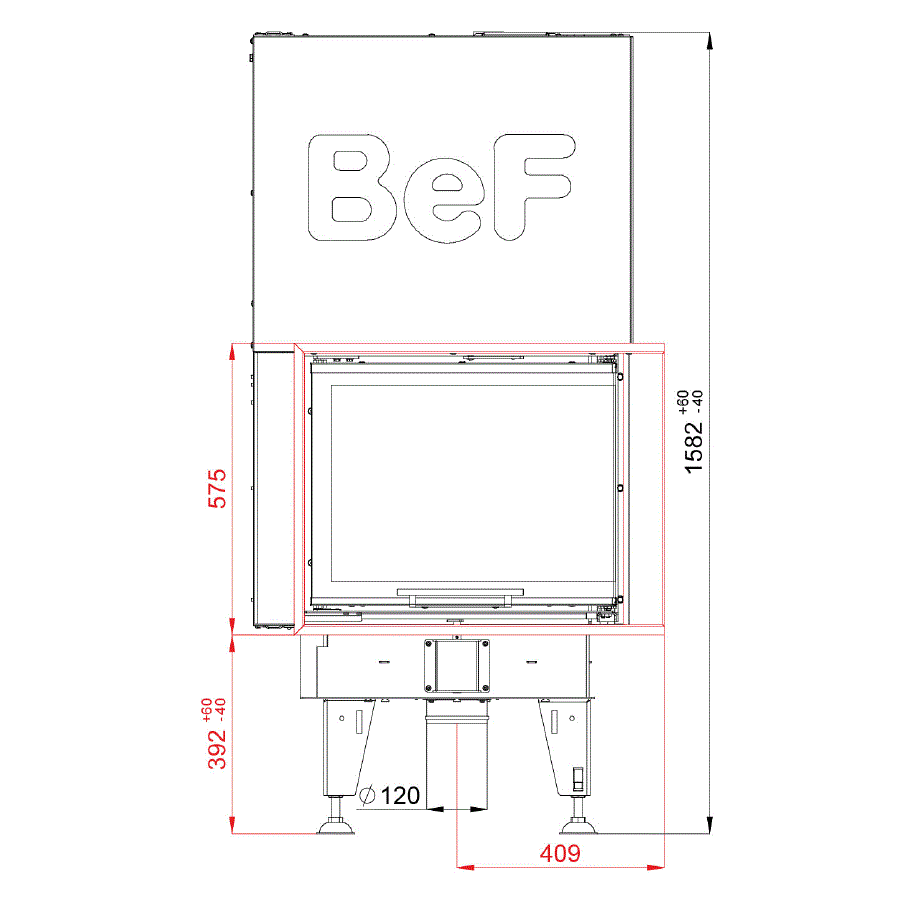 Bef Home Kamineinsatz Therm V 7 CP| 7 kW | weißer runder Feuerraum 