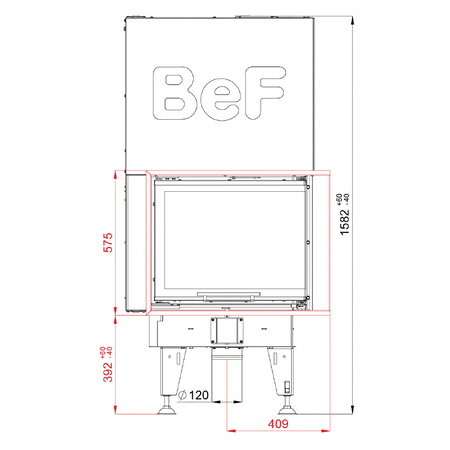 Bef Home Kamineinsatz Therm V 7 CP| 7 kW | weißer runder Feuerraum 