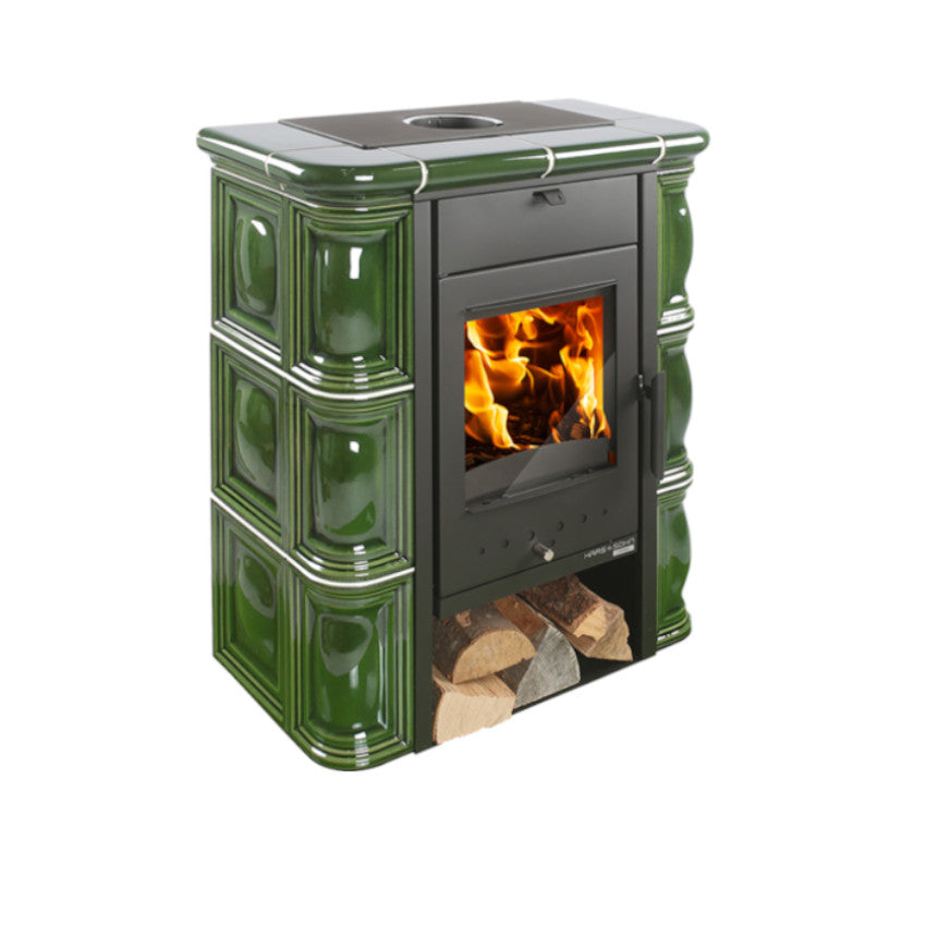 Haas+Sohn | Kaminofen Tirol 343.15-C perl-schwarz/grün | 6 kW 