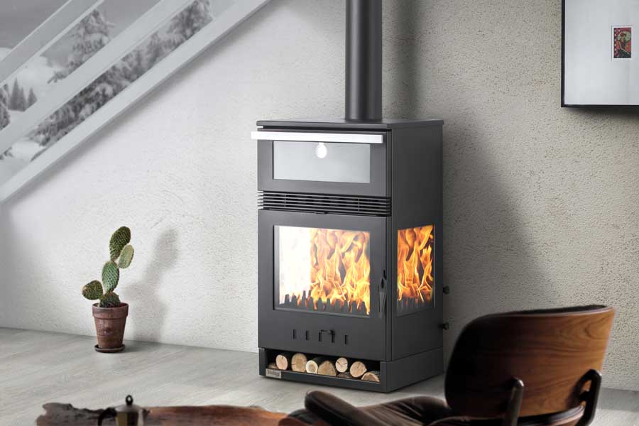 Teba Therm Kaminofen Holzofen TKS-15 | mit Backfach | 12 kW
