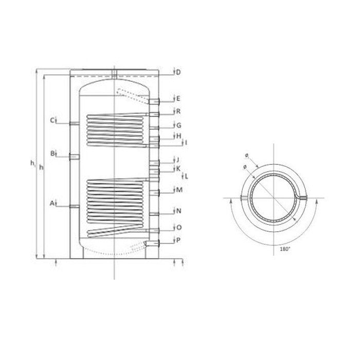 Pufferspeicher mit 2 Wärmetauscher 1000 Liter Heizungswasser Typ TPRR 