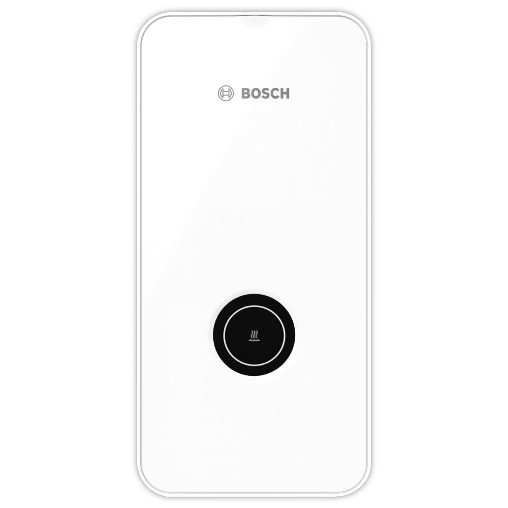 BOSCH weisser Durchlauferhitzer TR5001 15/18/21 EB Frontalansicht mit schwarzem Drehrad | Klimaworld.com