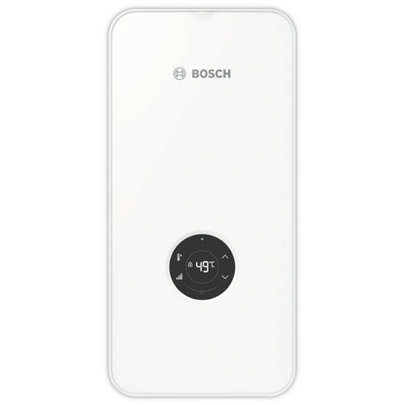 Bosch weisser Durchlauferhitzer TR7001 21/24/27 DESOB Frontalansicht mit LED-Display | Klimaworld.com